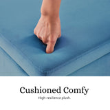 Storage Ottoman Stool Bench Seat 110cm Velvet OCEAN BLUE - 45-Degree Angle