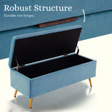 Storage Ottoman Stool Bench Seat 110cm Velvet OCEAN BLUE - Extra Image
