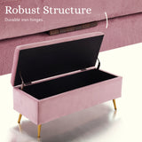 Storage Ottoman Stool Bench Seat 110cm Velvet PINK - Extra Image