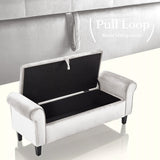 Storage Ottoman Stool Arm Bench Seat 132cm Velvet BEIGE - Extra Image