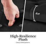 Storage Ottoman Stool Arm Bench Seat 132cm Velvet BLACK - 45-Degree Angle