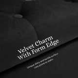 Storage Ottoman Stool Arm Bench Seat 132cm Velvet BLACK - Close-Up Angle