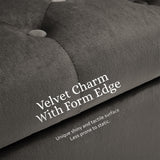 Storage Ottoman Stool Arm Bench Seat 132cm Velvet GREY - Close-Up Angle