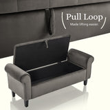 Storage Ottoman Stool Arm Bench Seat 132cm Velvet GREY - Extra Image