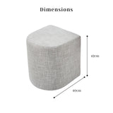 Linen Fabric Pouffe Ottoman Stool - Cream Grey Footrest & Seat - Low Angle