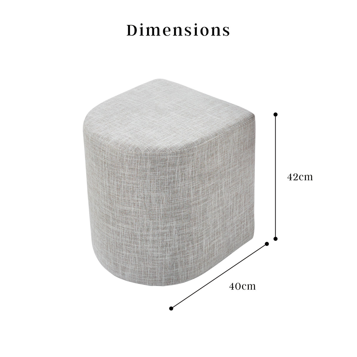 Set of 2 Cream Grey Linen Fabric Ottoman Stools - Versatile Footrest and Pouf