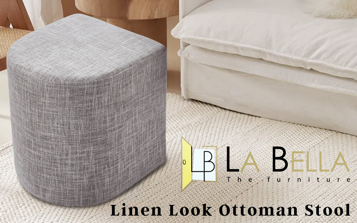 Contemporary Dark Grey Linen Ottoman Stool - Versatile Footrest & Pouffe