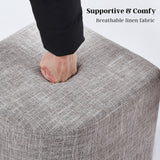 Contemporary Dark Grey Linen Ottoman Stool - Versatile Footrest & Pouffe - Top-Down View