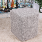 Contemporary Dark Grey Linen Ottoman Stool - Versatile Footrest & Pouffe - Rear View