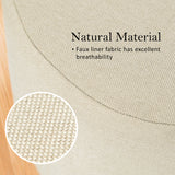 Fabric Ottoman Round Wooden Leg Foot Stool - BEIGE - 45-Degree Angle