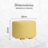 Fabric Ottoman Round Wooden Leg Foot Stool - MUSTARD YELLOW - Extra Image