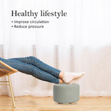 Fabric Ottoman Round Wooden Leg Foot Stool - GREY - Top-Down View