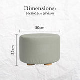 Fabric Ottoman Round Wooden Leg Foot Stool - GREY - Extra Image
