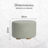 2X Fabric Ottoman Round Wooden Leg Foot Stool - GREY