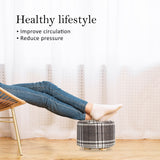 Fabric Ottoman Round Wooden Leg Foot Stool - LATTICE - Top-Down View