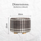 Fabric Ottoman Round Wooden Leg Foot Stool - LATTICE - Extra Image