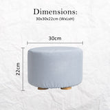 Fabric Ottoman Round Wooden Leg Foot Stool - LIGHT BLUE - Extra Image