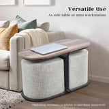 Coffee Table Oval Wooden Top Iron Metal Base Side End Table - Brown - Rear View