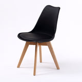 2X Retro Dining Cafe Chair Padded Seat BLACK - Low Angle