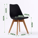2X Retro Dining Cafe Chair Padded Seat BLACK - Extra Image