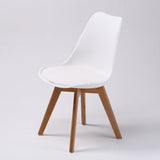 2X Retro Dining Cafe Chair Padded Seat WHITE - Low Angle