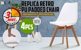 4X Retro Dining Cafe Chair Padded Seat WHITE - Front View