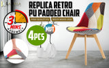 4X Retro Dining Cafe Chair Padded Seat MULTI COLOUR - Front View