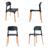2X Retro Belloch Stackable Dining Cafe Chair BLACK - Front View