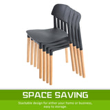 2X Retro Belloch Stackable Dining Cafe Chair BLACK - Extra Image
