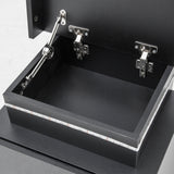 Bedside Table 2 Drawers RGB LED Bedroom Cabinet Nightstand Gloss AURORA BLACK - Rear View