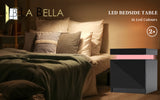 2X Bedside Table 2 Drawers RGB LED Bedroom Cabinet Nightstand Gloss AURORA BLACK - Front View