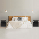 2X Bedside Table 2 Drawers RGB LED Bedroom Cabinet Nightstand Gloss AURORA BLACK - Side View