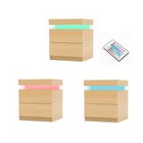 2X Bedside Table 2 Drawers RGB LED Bedroom Cabinet Nightstand Gloss AURORA OAK - Top-Down View