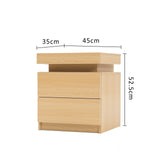 2X Bedside Table 2 Drawers RGB LED Bedroom Cabinet Nightstand Gloss AURORA OAK - Extra Image