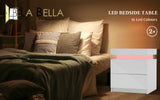 2X Bedside Table 2 Drawers RGB LED Bedroom Cabinet Nightstand Gloss AURORA WHITE - Front View