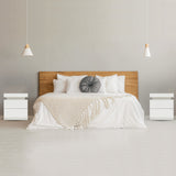 2X Bedside Table 2 Drawers RGB LED Bedroom Cabinet Nightstand Gloss AURORA WHITE - Side View