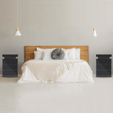 Bedside Table 3 Drawers RGB LED Bedroom Cabinet Nightstand Gloss GLORY BLACK - Side View