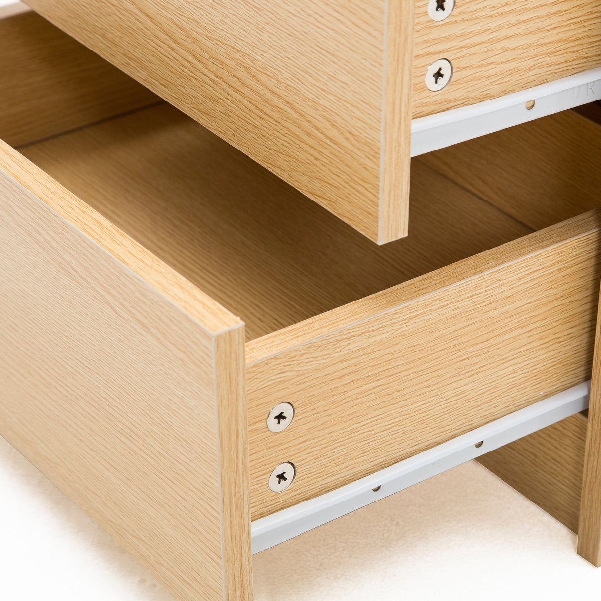 Bedside Table 3 Drawers RGB LED Bedroom Cabinet Nightstand Gloss GLORY OAK