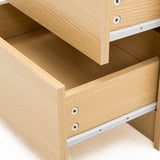 Bedside Table 3 Drawers RGB LED Bedroom Cabinet Nightstand Gloss GLORY OAK - Low Angle