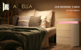 Bedside Table 3 Drawers RGB LED Bedroom Cabinet Nightstand Gloss GLORY OAK - Front View