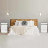 2X Bedside Table 3 Drawers RGB LED Bedroom Cabinet Nightstand Gloss GLORY WHITE - Side View