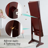 Mirror Jewellery Cabinet Storage Organiser LUVO 146cm WALNUT - 45-Degree Angle