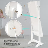 Mirror Jewellery Cabinet Storage Organiser LUVO 146cm WHITE - 45-Degree Angle
