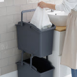 2 Set Stackable Multipurpose Laundry Basket Dark Grey - 45-Degree Angle