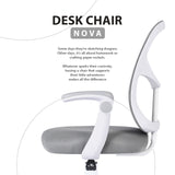 Kids Desk Chair - Children Office Study Seat with Footrest NOVA - Grey - Side View