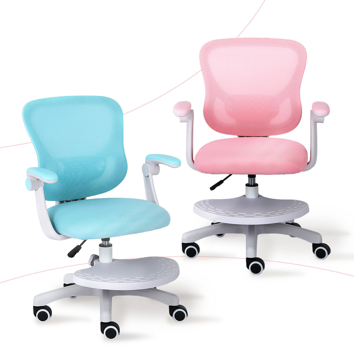 Kids Desk Chair - Children Office Study Seat with Footrest CILO - Pink
