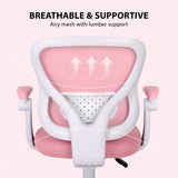 Kids Desk Chair - Children Office Study Seat with Footrest CILO - Pink - Low Angle