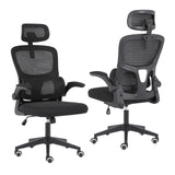 Work Office Chair - Lumber Support Flip-up Armrest Adjustable Headrest SITIO - Black