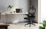 Work Office Chair - Lumber Support Flip-up Armrest Adjustable Headrest SITIO - Black - Front View