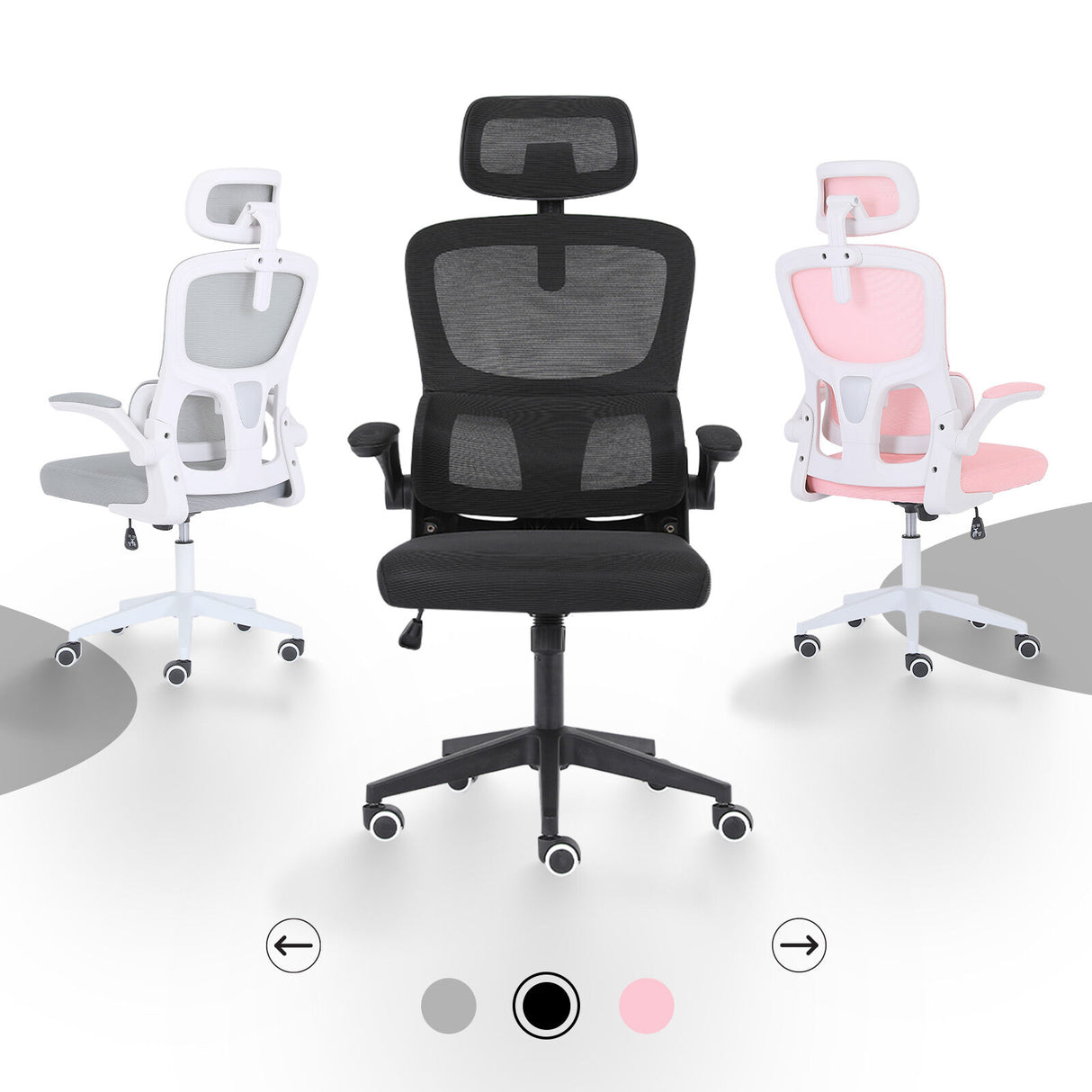 Work Office Chair - Lumber Support Flip-up Armrest Adjustable Headrest SITIO - Black